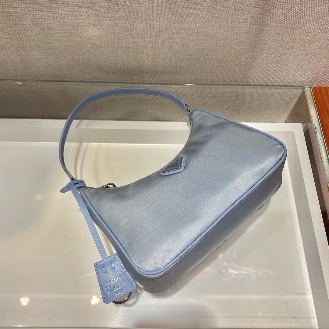 Prada Mini Re Edition 2005 Re Nylon And Saffiano Bag Light Blue 1NE204